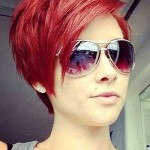 Red Pixie Haircut and Color