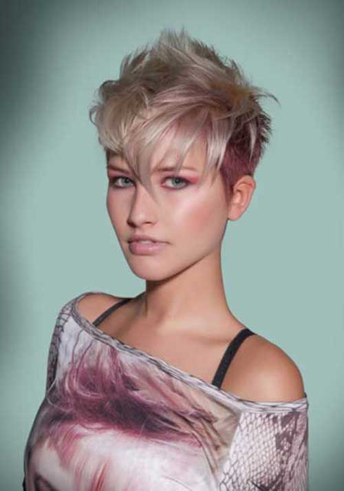 Blonde and Pink Quick Pixie Blonde and Pink Quick Pixie Haircut