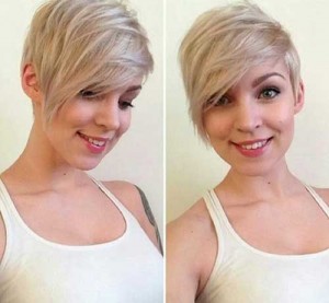 Asymmetrical Blonde Pixie Cut