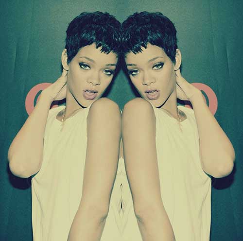 Rihanna Dark Pixie Hair Styles