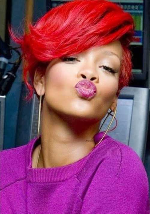 Rihanna Red Long Hair Pixie Styles