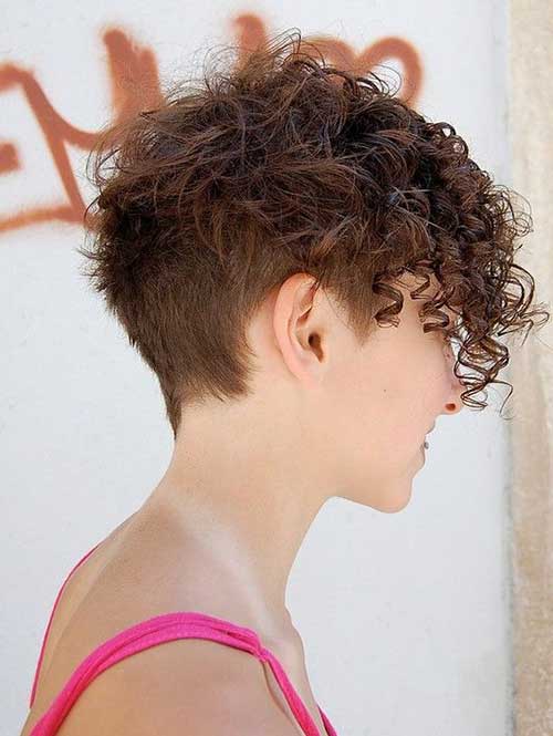 Short Asymmetrical Curly Pixie Cuts