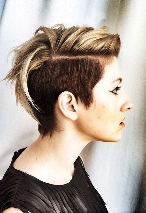 Shaved Two Colored Pixie Hairstyle