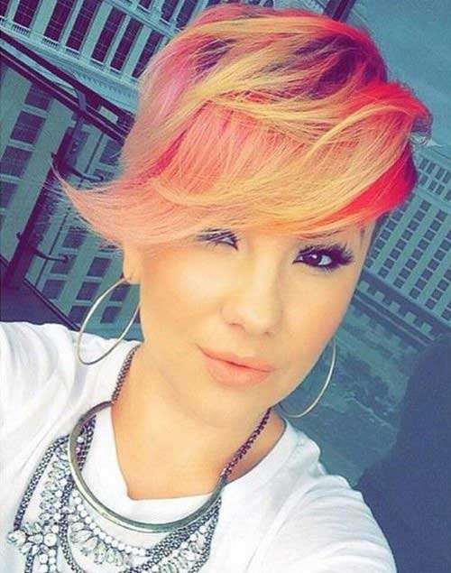Trendy Colored Long Pixie Haircuts